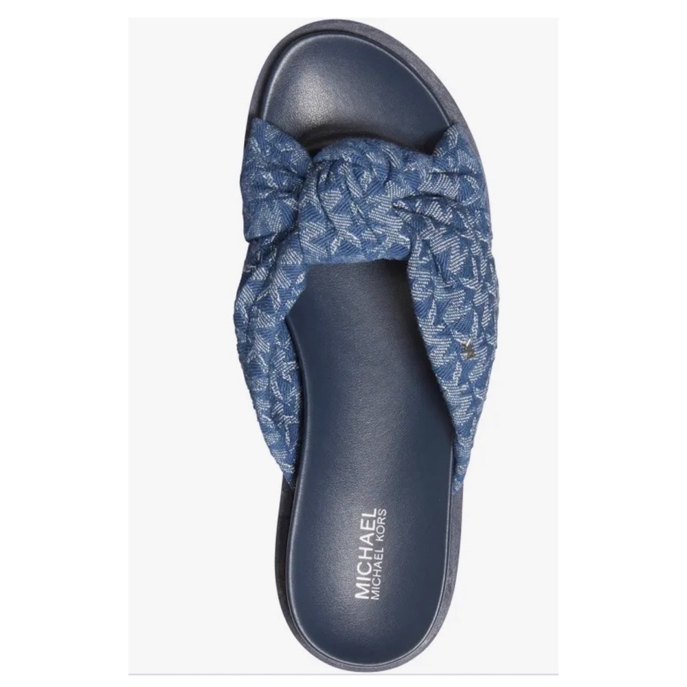 Michael Kors Josie Blue Logo Denim Slip Ons - Picture 3 of 5